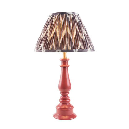 Myrtle And Zigzag 30cm Pearl Grey Shade Table Lamp With Gloss Pink Clay Base