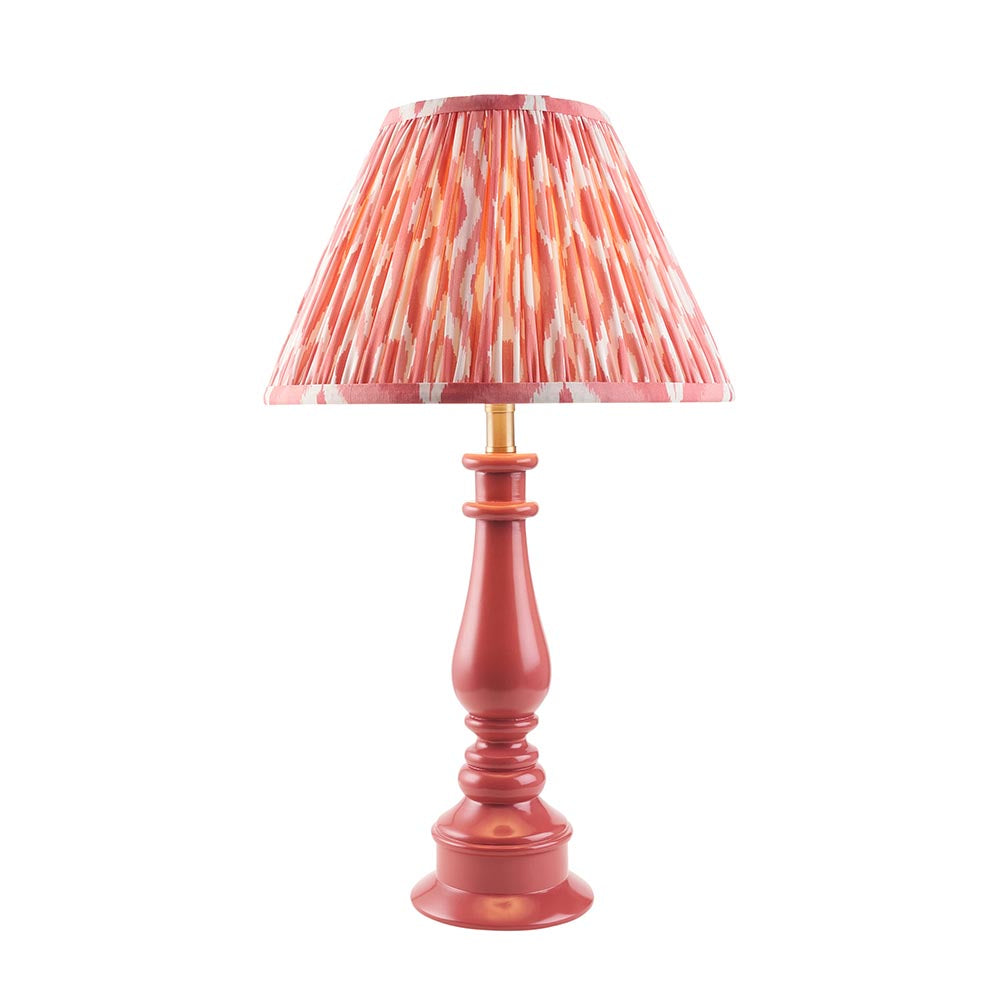 Myrtle And Ikat 30cm Coral Pink Shade Table Lamp With Gloss Pink Clay Base