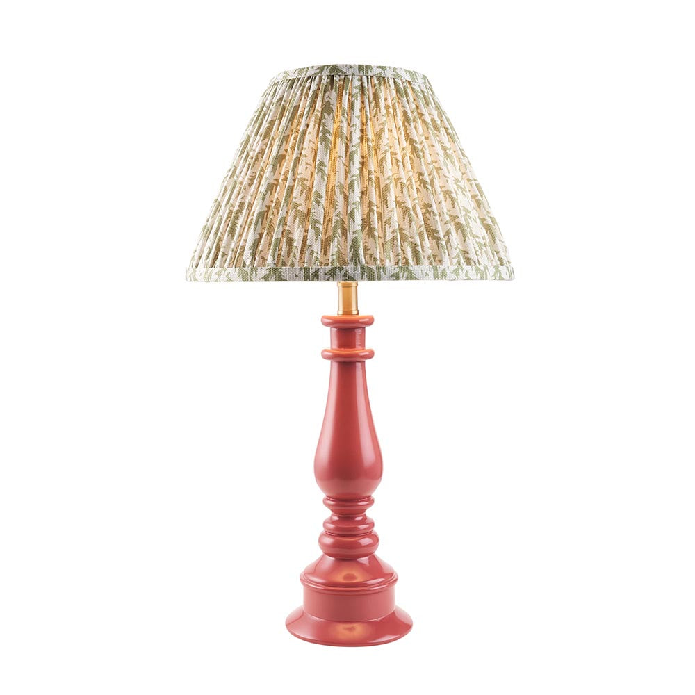 Myrtle And Leaf 30cm Herb Garden Green Shade Table Lamp With Gloss Pink Clay Base