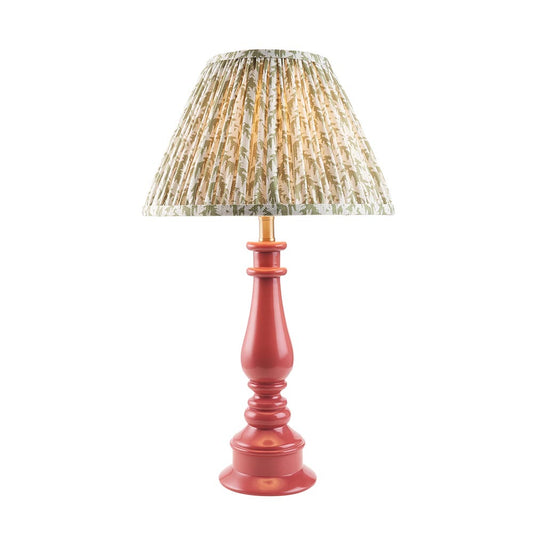 Myrtle And Leaf 30cm Herb Garden Green Shade Table Lamp With Gloss Pink Clay Base