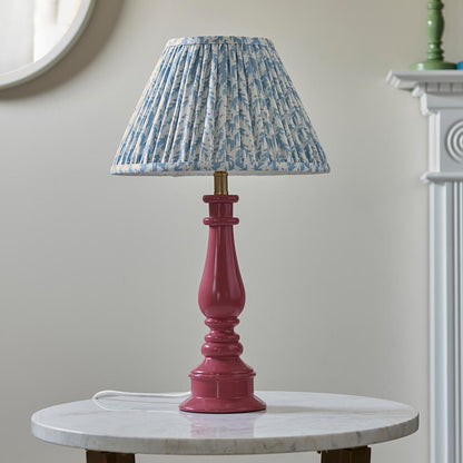 Myrtle And Leaf 30cm Shell Bay Blue Shade Table Lamp With Gloss Pink Clay Base