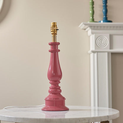 Myrtle And Zigzag 30cm Cotswold Green Shade Table Lamp With Gloss Pink Clay Base