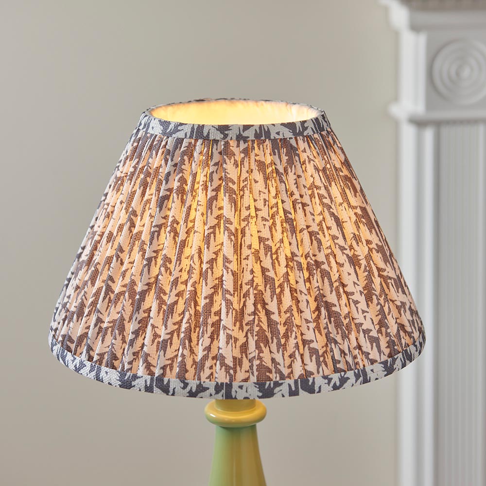 Myrtle And Leaf 30cm Pearl Grey Shade Table Lamp With Gloss Cotswold Green Base