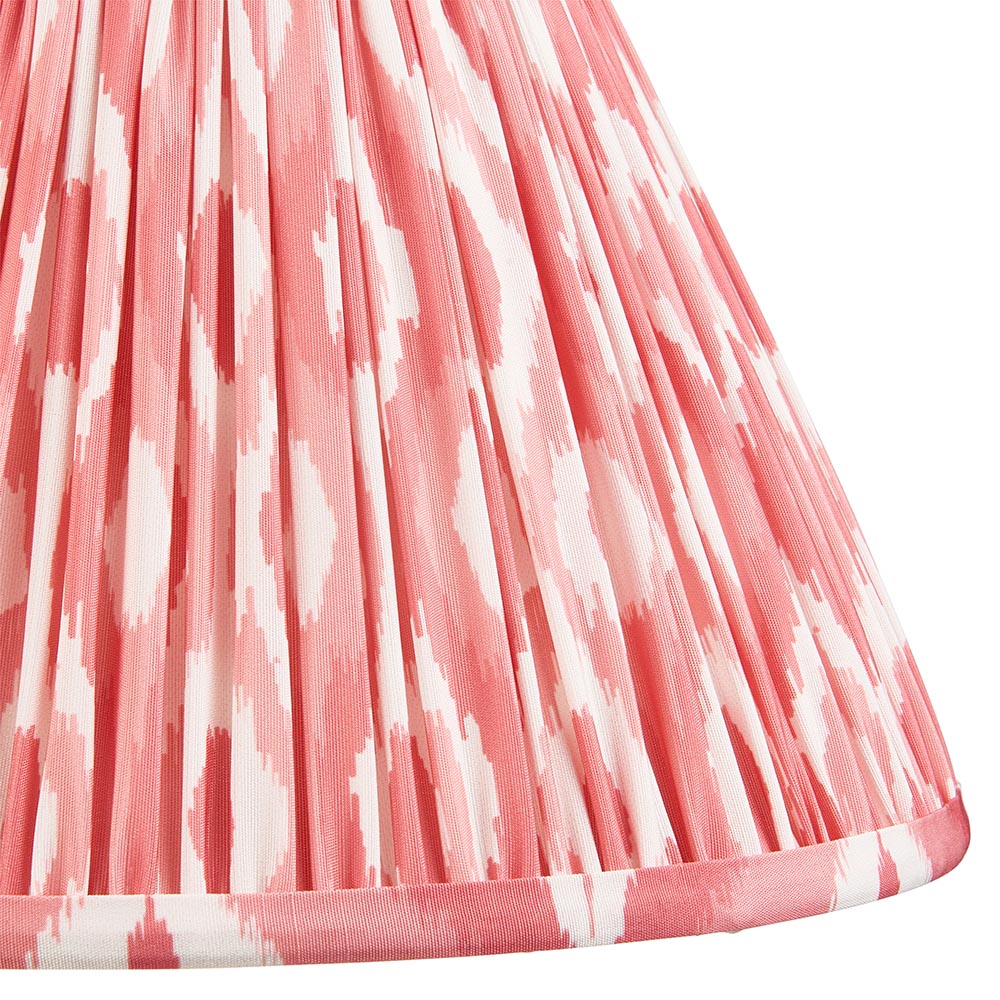 Myrtle And Ikat 30cm Coral Pink Shade Table Lamp With Gloss Cotswold Green Base