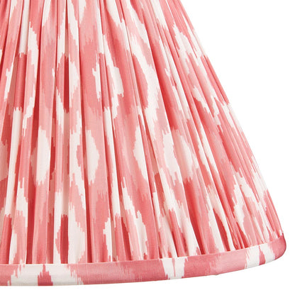 Myrtle And Ikat 30cm Coral Pink Shade Table Lamp With Gloss Cotswold Green Base