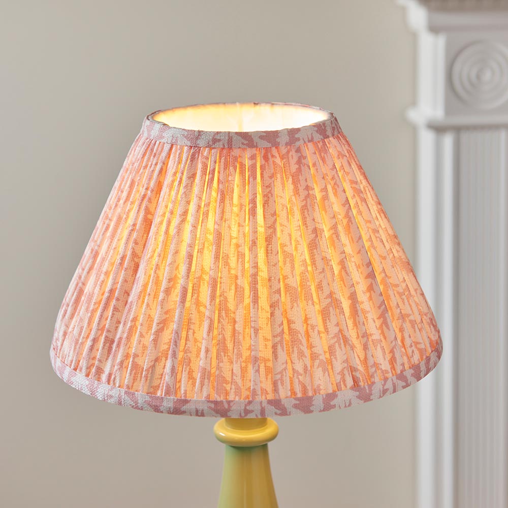 Myrtle And Leaf 30cm Peachy Keen Shade Table Lamp With Gloss Cotswold Green Base