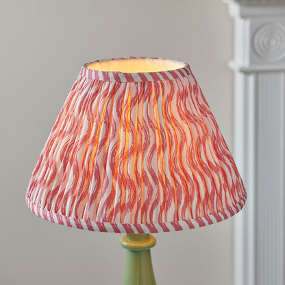 Myrtle And Ripple 30cm Coral Pink Shade Table Lamp With Gloss Cotswold Green Base
