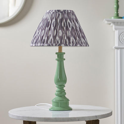 Myrtle And Ikat 30cm Pearl Grey Shade Table Lamp With Gloss Cotswold Green Base
