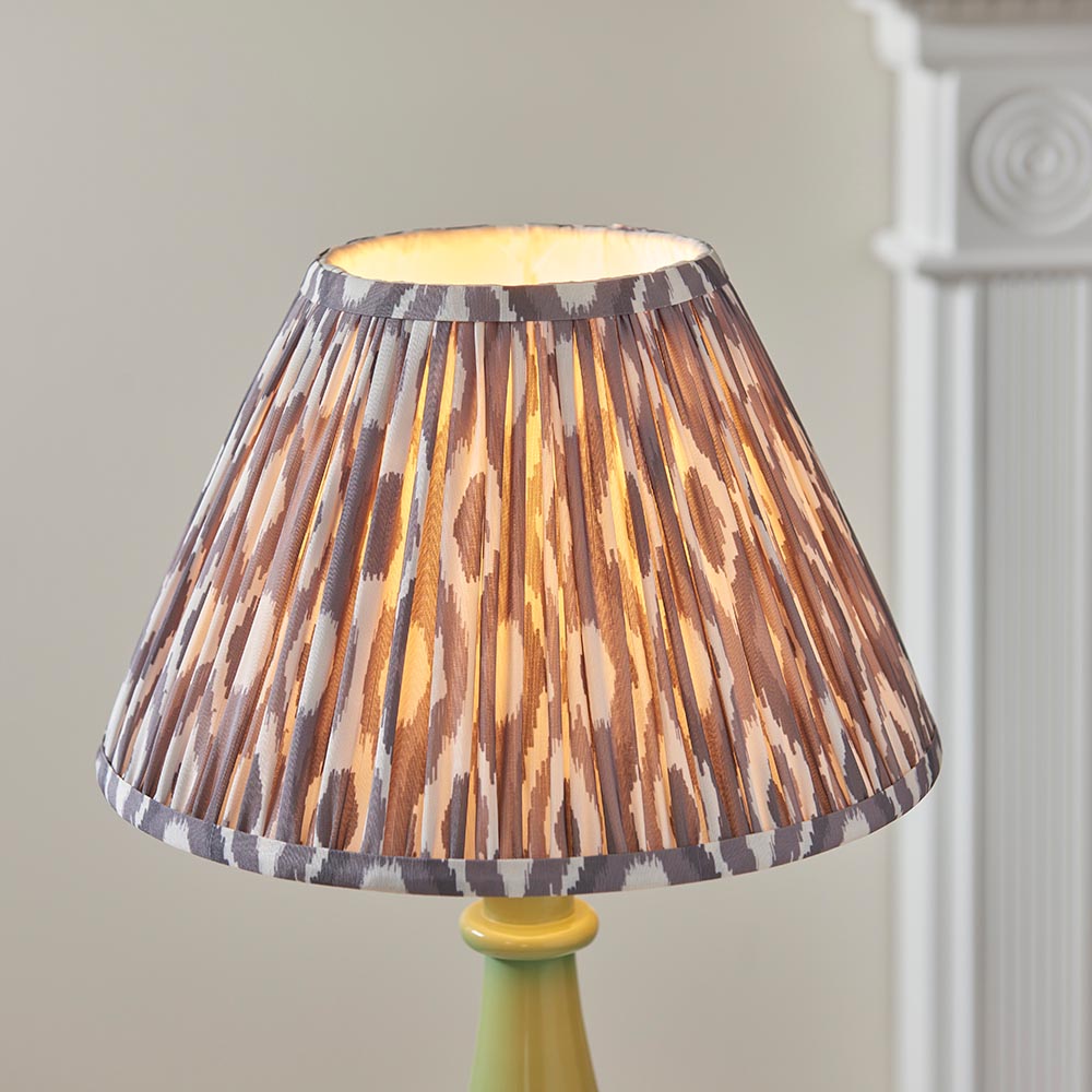 Myrtle And Ikat 30cm Pearl Grey Shade Table Lamp With Gloss Cotswold Green Base