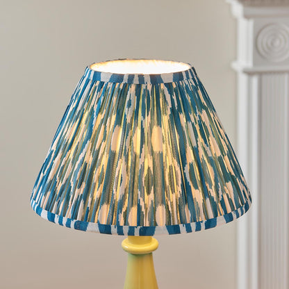 Myrtle And Ikat 30cm Marlin Blue Shade Table Lamp With Gloss Cotswold Green Base