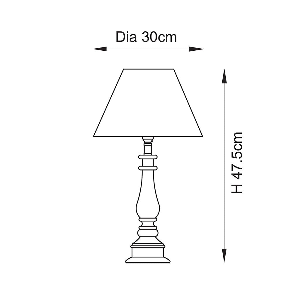 Myrtle And Zigzag 30cm Pearl Grey Shade Table Lamp With Gloss Marlin Blue Base
