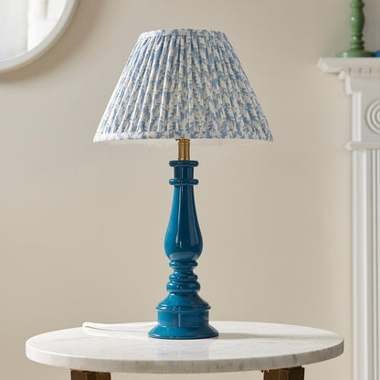 Myrtle And Leaf 30cm Shell Bay Blue Shade Table Lamp With Gloss Marlin Blue Base