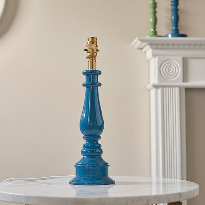 Myrtle And Zigzag 30cm Cotswold Green Shade Table Lamp With Gloss Marlin Blue Base