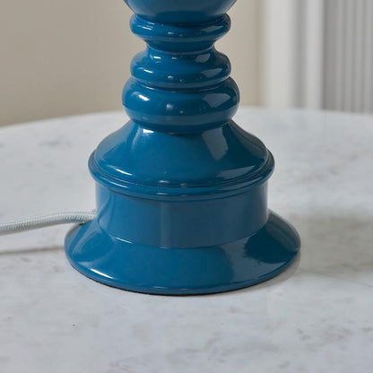 Myrtle And Zigzag 30cm Cotswold Green Shade Table Lamp With Gloss Marlin Blue Base