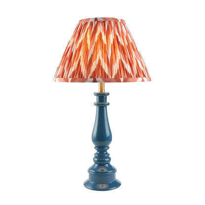 Myrtle And Zigzag 30cm Apricot Orange Shade Table Lamp With Gloss Marlin Blue Base