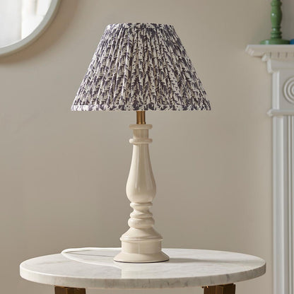 Myrtle And Leaf 30cm Pearl Grey Shade Table Lamp With Gloss Almond White Base
