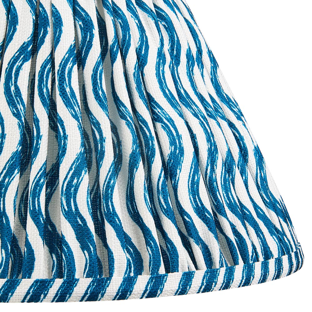 Myrtle And Ripple 30cm Marlin Blue Shade Table Lamp With Gloss Almond White Base