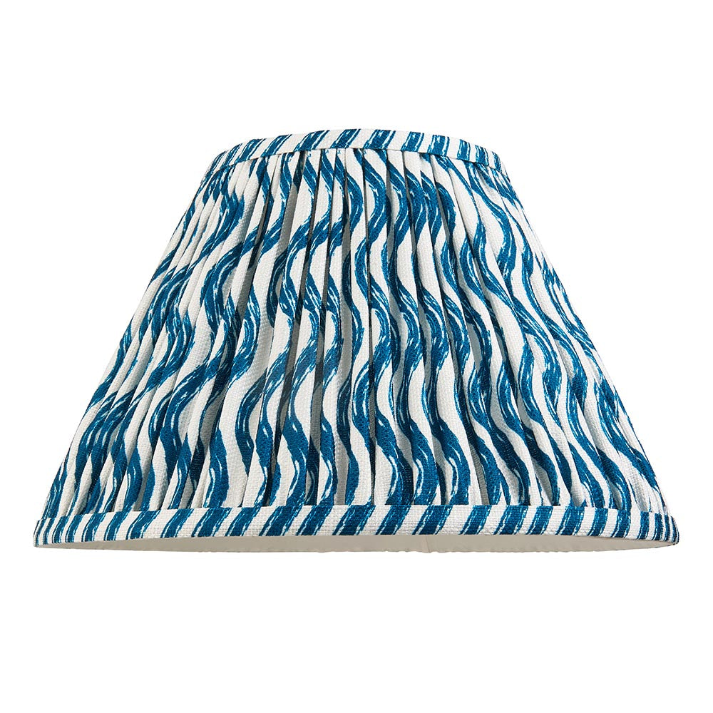 Myrtle And Ripple 30cm Marlin Blue Shade Table Lamp With Gloss Almond White Base