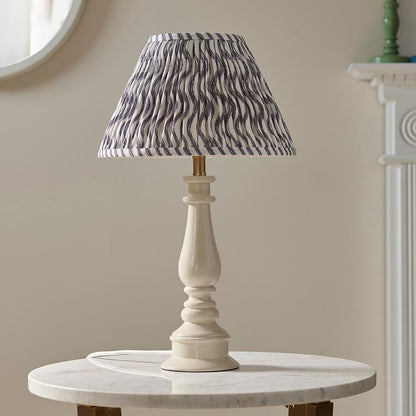 Myrtle And Ripple 30cm Pearl Grey Shade Table Lamp With Gloss Almond White Base