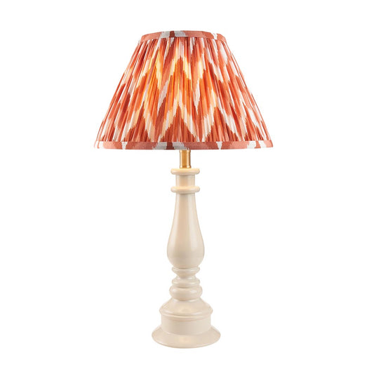 Myrtle And Zigzag 30cm Apricot Orange Shade Table Lamp With Gloss Almond White Base
