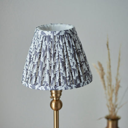 Santiago And Leaf 16cm Pearl Grey Shade Table Lamp In Brushed Aged Brass