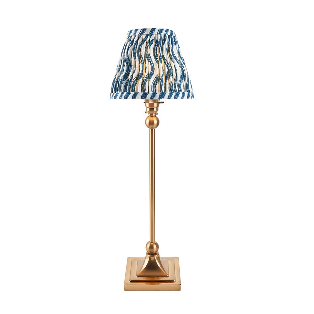 Santiago And Ripple 16cm Marlin Blue Shade Table Lamp In Brushed Aged Brass