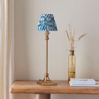 Santiago And Ripple 16cm Marlin Blue Shade Table Lamp In Brushed Aged Brass