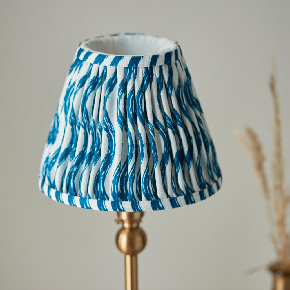 Santiago And Ripple 16cm Marlin Blue Shade Table Lamp In Brushed Aged Brass