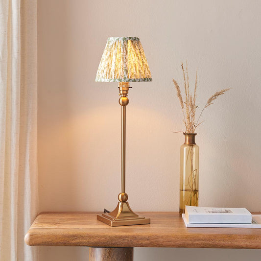 Santiago And Leaf 16cm Herb Garden Green Shade Table Lamp In Brushed Aged Brass
