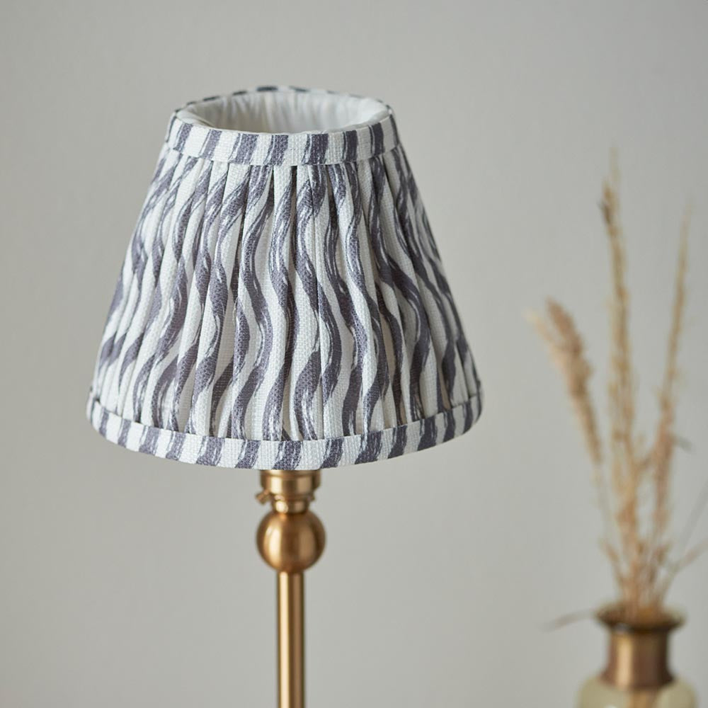 Santiago And Ripple 16cm Pearl Grey Shade Table Lamp In Brushed Aged Brass