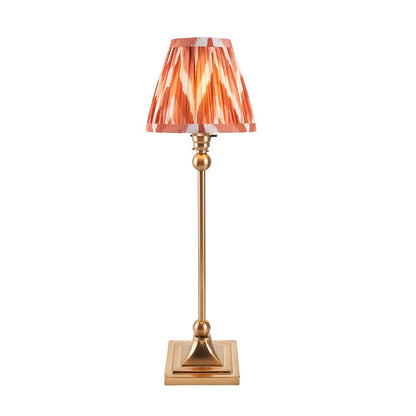 Santiago And Zigzag 16cm Apricot Orange Shade Table Lamp In Brushed Aged Brass