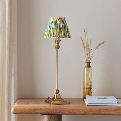 Santiago And Ikat 16cm Yellow And Jade Shade Table Lamp In Brushed Aged Brass