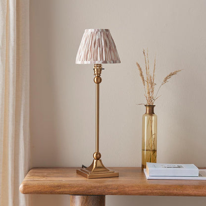 Santiago And Ikat 16cm Neutral Shade Table Lamp In Brushed Aged Brass