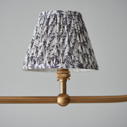 Santiago And Leaf 4 Lights 16cm Pearl Grey Shade Ceiling Pendant Light In Brushed Aged Brass