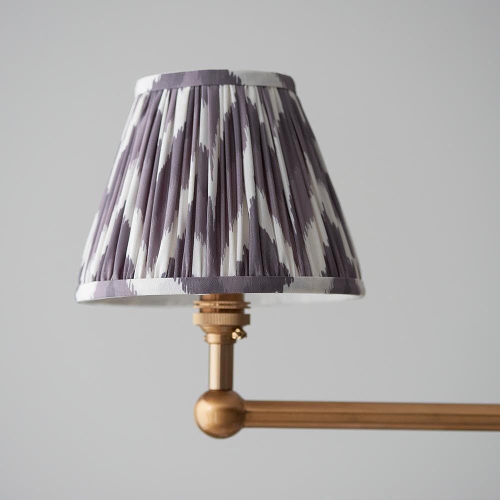 Santiago And Zigzag 4 Lights 16cm Pearl Grey Shade Ceiling Pendant Light In Brushed Aged Brass