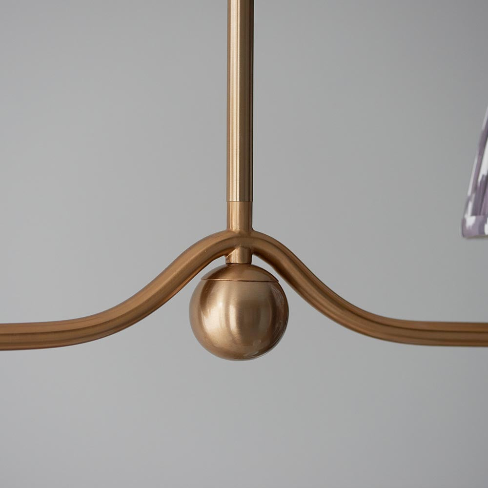 Santiago And Zigzag 4 Lights 16cm Pearl Grey Shade Ceiling Pendant Light In Brushed Aged Brass