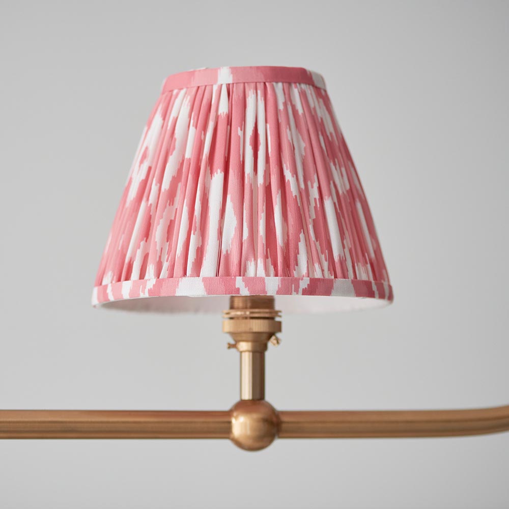 Santiago And Ikat 4 Lights 16cm Coral Pink Shade Ceiling Pendant Light In Brushed Aged Brass