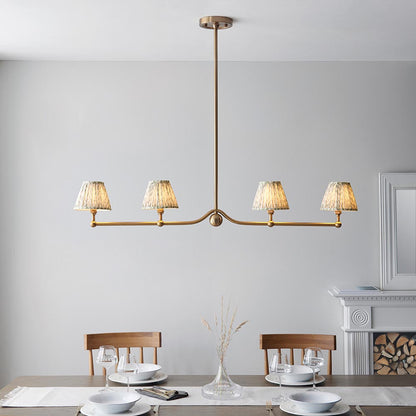 Santiago And Leaf 4 Lights 16cm Herb Garden Green Shade Ceiling Pendant Light In Brushed Aged Brass