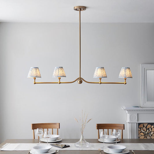 Santiago And Leaf 4 Lights 16cm Shell Bay Blue Shade Ceiling Pendant Light In Brushed Aged Brass