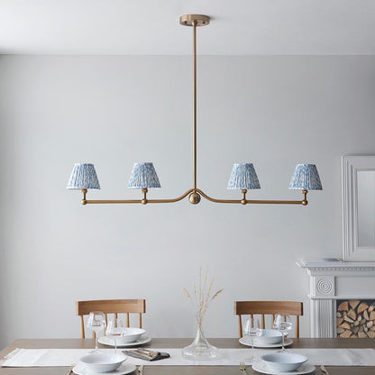 Santiago And Leaf 4 Lights 16cm Shell Bay Blue Shade Ceiling Pendant Light In Brushed Aged Brass