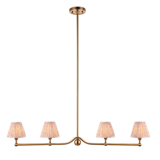 Santiago And Leaf 4 Lights 16cm Peachy Keen Shade Ceiling Pendant Light In Brushed Aged Brass