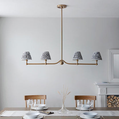 Santiago And Ripple 4 Lights 16cm Pearl Grey Shade Ceiling Pendant Light In Brushed Aged Brass