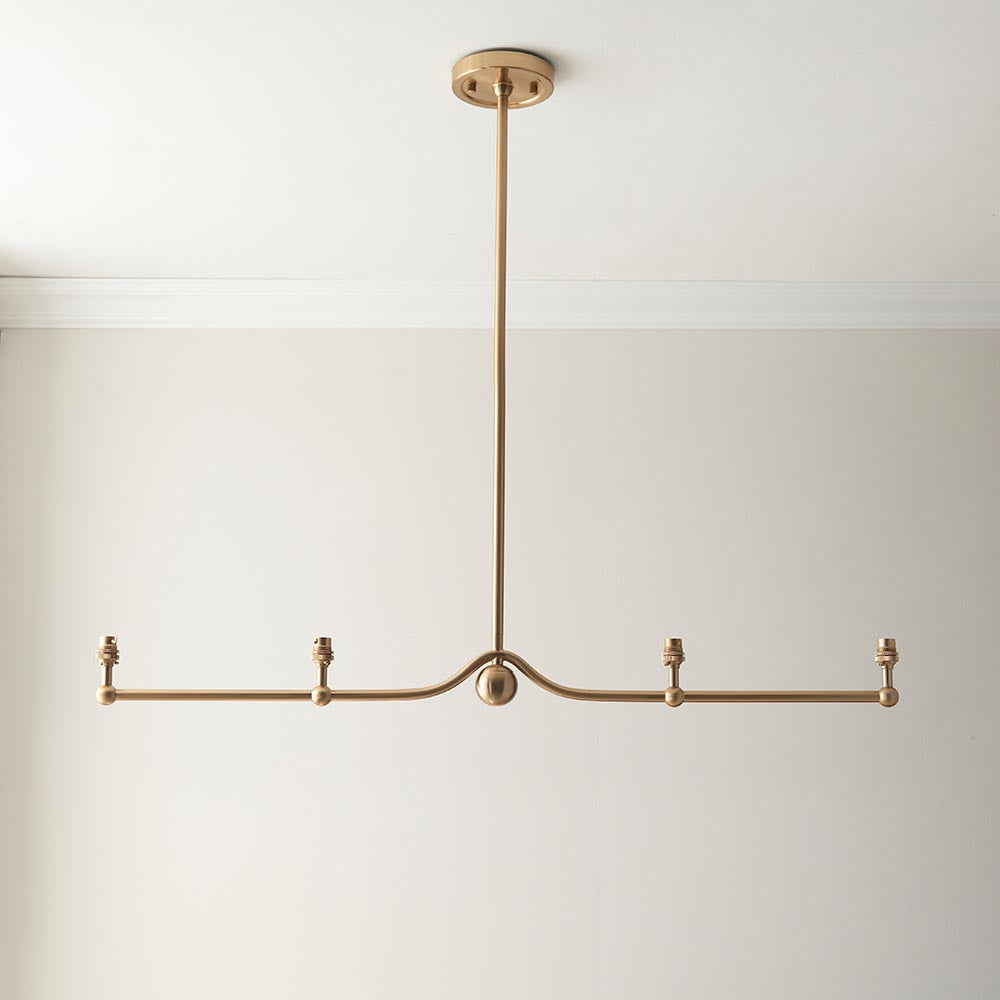 Santiago And Ripple 4 Lights 16cm Coral Pink Shade Ceiling Pendant Light In Brushed Aged Brass
