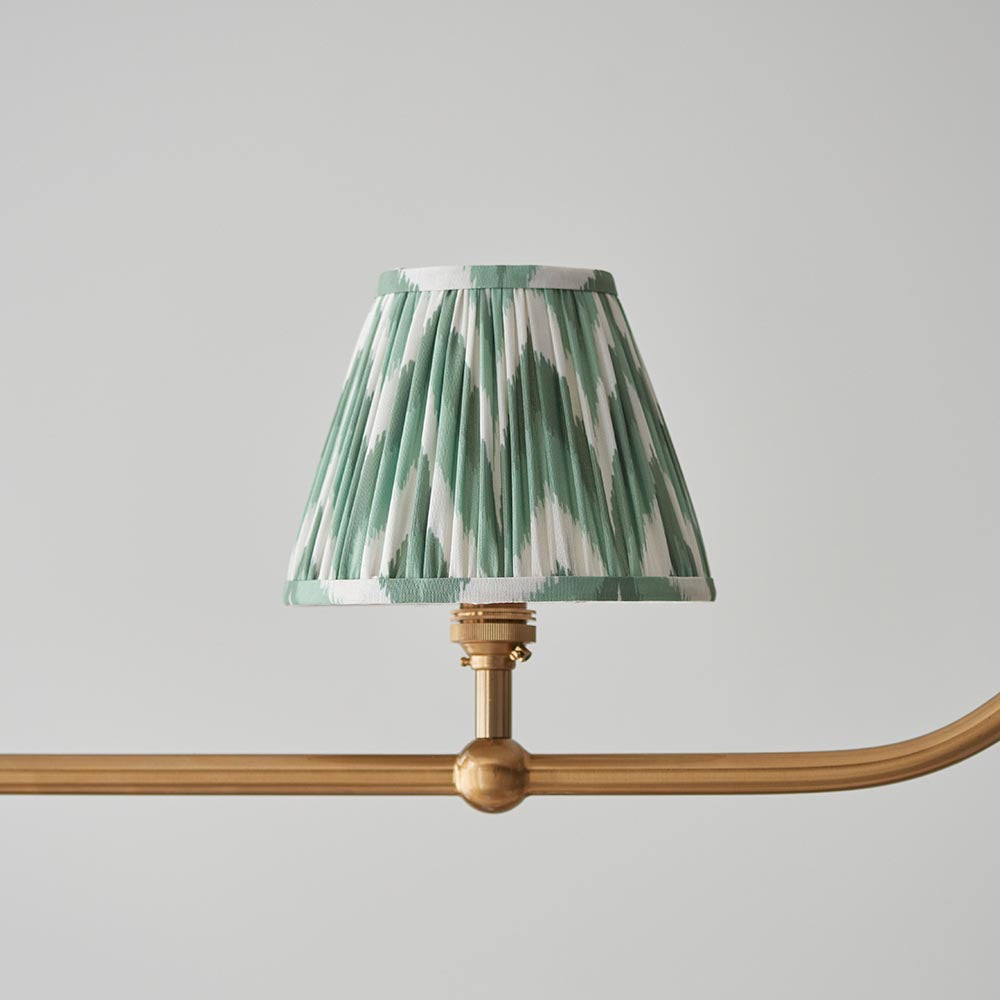 Santiago And Zigzag 4 Lights 16cm Cotswold Green Shade Ceiling Pendant Light In Brushed Aged Brass