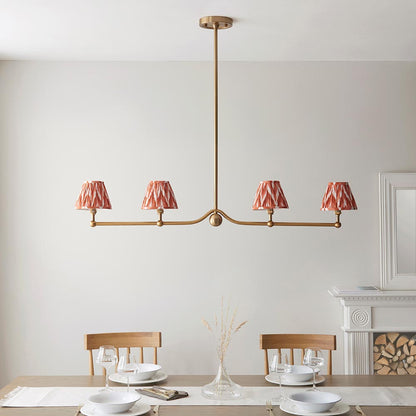 Santiago And Zigzag 4 Lights 16cm Apricot Orange Shade Ceiling Pendant Light In Brushed Aged Brass