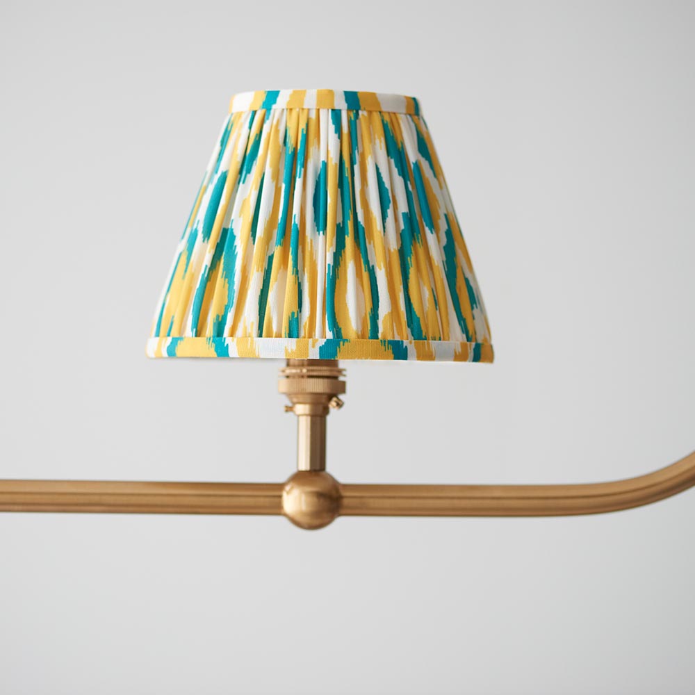 Santiago And Ikat 4 Lights 16cm Yellow And Jade Shade Ceiling Pendant Light In Brushed Aged Brass