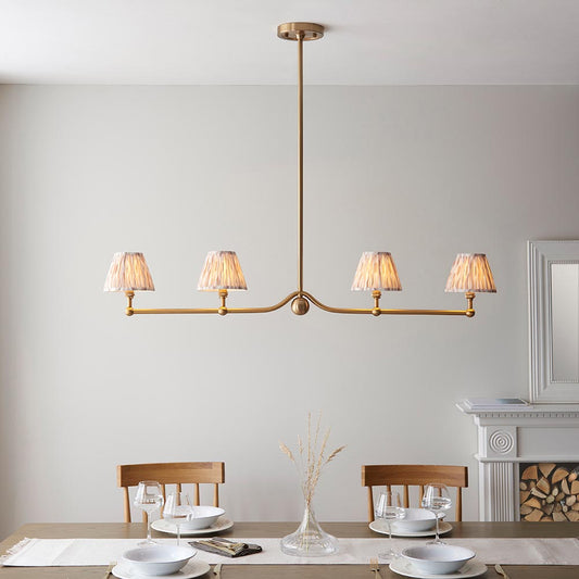 Santiago And Ikat 4 Lights 16cm Neutral Shade Ceiling Pendant Light In Brushed Aged Brass
