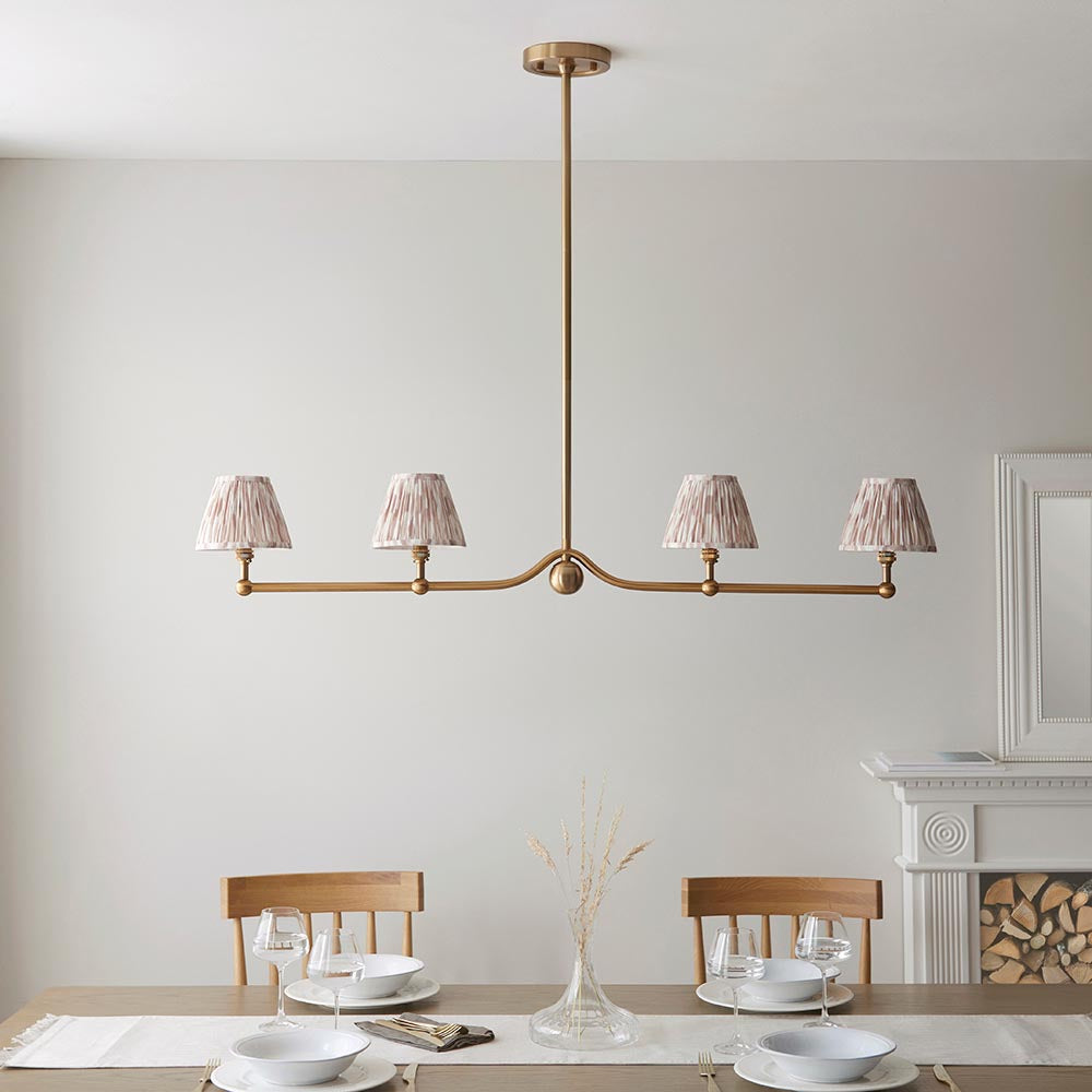 Santiago And Ikat 4 Lights 16cm Neutral Shade Ceiling Pendant Light In Brushed Aged Brass