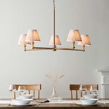 Santiago And Leaf 5 Lights 16cm Peachy Keen Shade Ceiling Pendant Light In Brushed Aged Brass