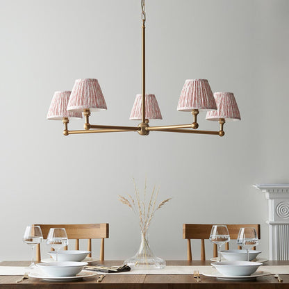 Santiago And Leaf 5 Lights 16cm Peachy Keen Shade Ceiling Pendant Light In Brushed Aged Brass